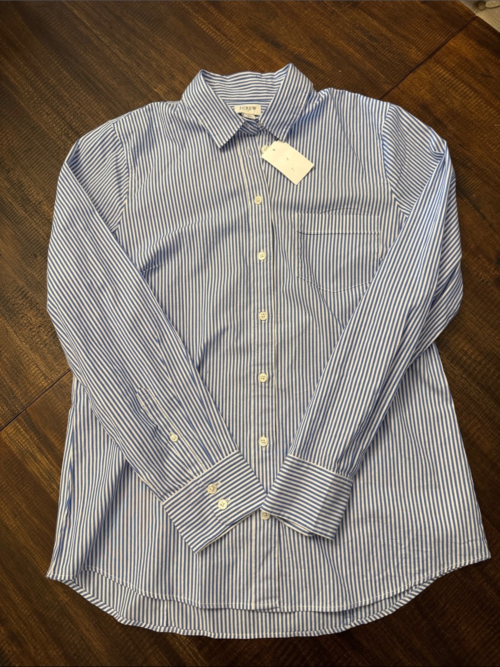 J. Crew Blue and White Striped Button-Down Shirt